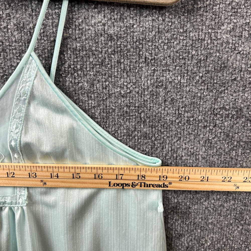 Val Mode Dress Lingerie Women Size L Light Blue Nightgown Shiny Silky VINTAGE - Picture 8 of 11